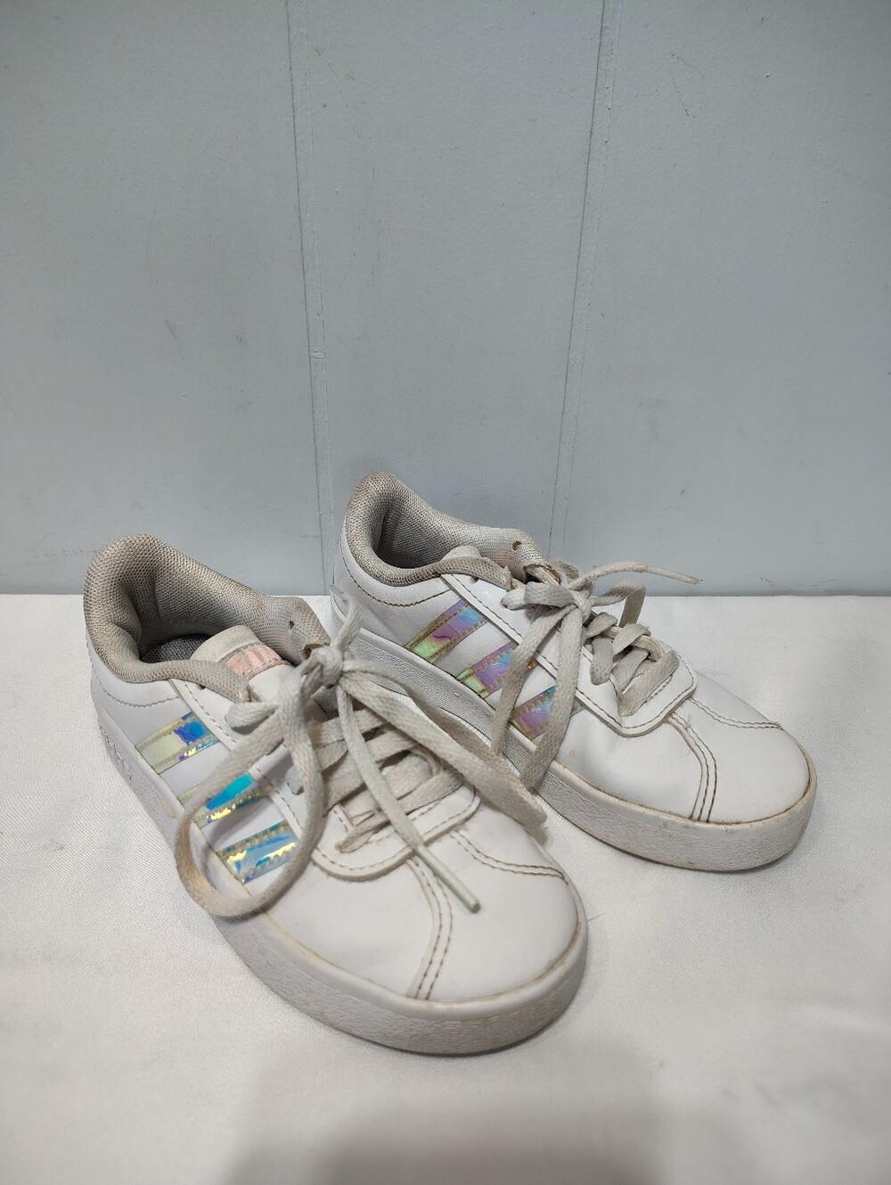 Adidas Kids VL Court Iridescent White Sneakers Shoes Size 11K 11 Kids